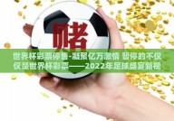 世界杯彩票停售-凝聚亿万激情 暂停的不仅仅是世界杯彩票——2022年足球盛宴新视角