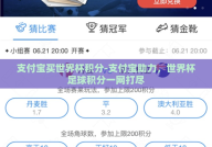 支付宝买世界杯积分-支付宝助力，世界杯足球积分一网打尽