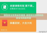 微信投注世界杯在哪里-微信投注世界杯的安全与风险考量