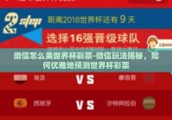微信怎么美世界杯彩票-微信玩法揭秘，如何优雅地预测世界杯彩票