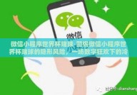 微信小程序世界杯赌球-警惕微信小程序世界杯赌球的隐形风险，一场数字狂欢下的冷静审视