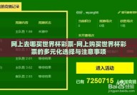 网上去哪买世界杯彩票-网上购买世界杯彩票的多元化选择与注意事项