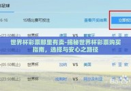 世界杯彩票那里有卖-揭秘世界杯彩票购买指南，选择与安心之路径