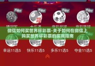 微信如何买世界杯彩票-关于如何在微信上购买世界杯彩票的实用指南