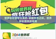 世界杯彩票怎么卖的-掌握世界之杯，世界杯彩票购买指南