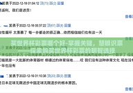 买世界杯彩票哪个好-掌握关键，慧眼识票——探索购买世界杯彩票的明智选择