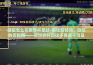 微信怎么买世界杯足球-解锁新体验，微信购票指南——看世界杯足球不再遥不可及