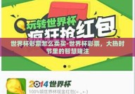 世界杯彩票怎么卖买-世界杯彩票，大热时节里的智慧赌注