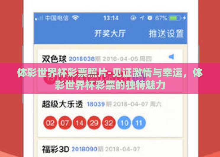 体彩世界杯彩票照片-见证激情与幸运，体彩世界杯彩票的独特魅力