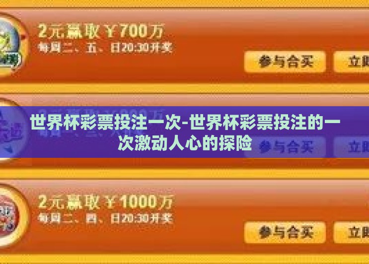 世界杯彩票投注一次-世界杯彩票投注的一次激动人心的探险