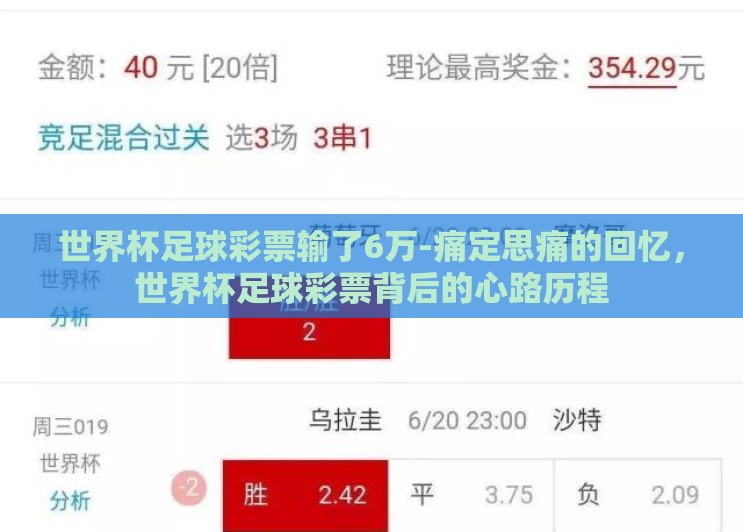 世界杯足球彩票输了6万-痛定思痛的回忆,世界杯足球彩票背后的心路历程 世界杯足球彩票输了6万-痛定思痛的回忆,世界杯足球彩票背后的心路历程