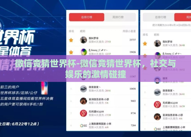 微信竞猜世界杯-微信竞猜世界杯，社交与娱乐的激情碰撞