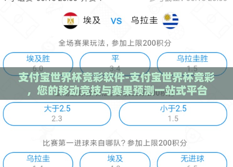 支付宝世界杯竞彩软件-支付宝世界杯竞彩，您的移动竞技与赛果预测一站式平台