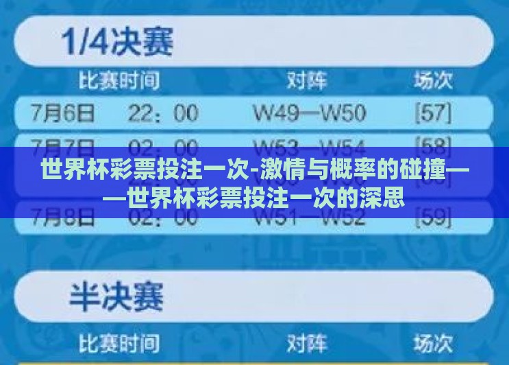 世界杯彩票投注一次-激情与概率的碰撞——世界杯彩票投注一次的深思