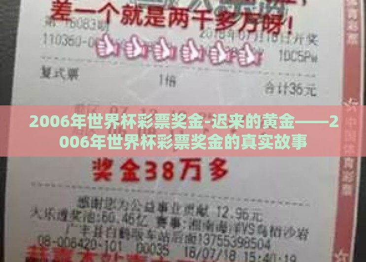 2006年世界杯彩票奖金-迟来的黄金——2006年世界杯彩票奖金的真实故事