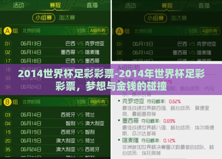 2014世界杯足彩彩票-2014年世界杯足彩彩票,梦想与金钱的碰撞 2014世界杯足彩彩票-2014年世界杯足彩彩票,梦想与金钱的碰撞