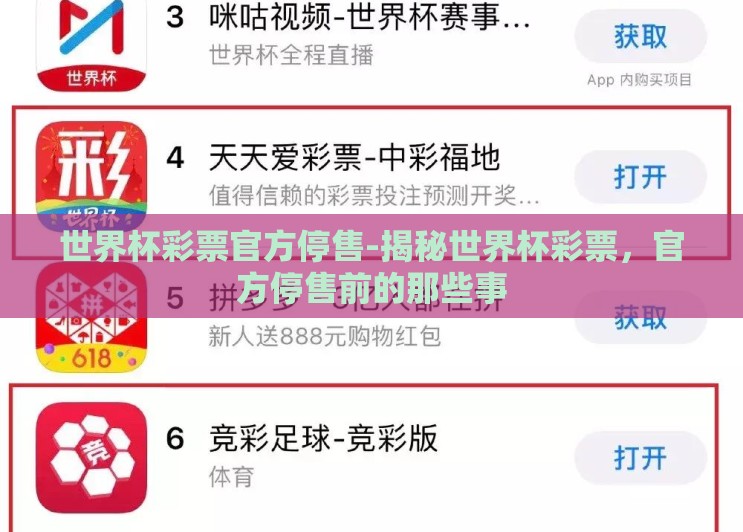 世界杯彩票官方停售-揭秘世界杯彩票,官方停售前的那些事 世界杯彩票官方停售-揭秘世界杯彩票,官方停售前的那些事