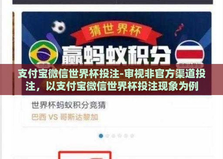 支付宝微信世界杯投注-审视非官方渠道投注，以支付宝微信世界杯投注现象为例