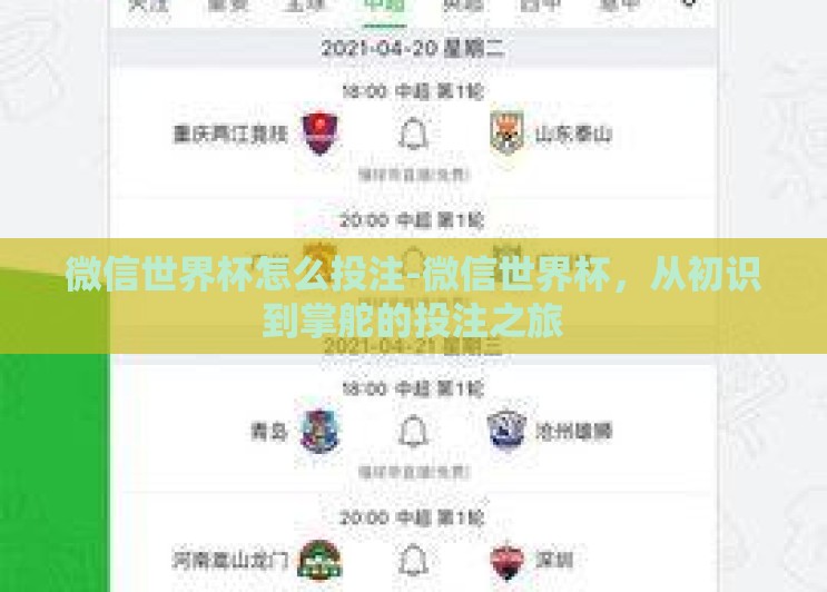 微信世界杯怎么投注-微信世界杯，从初识到掌舵的投注之旅