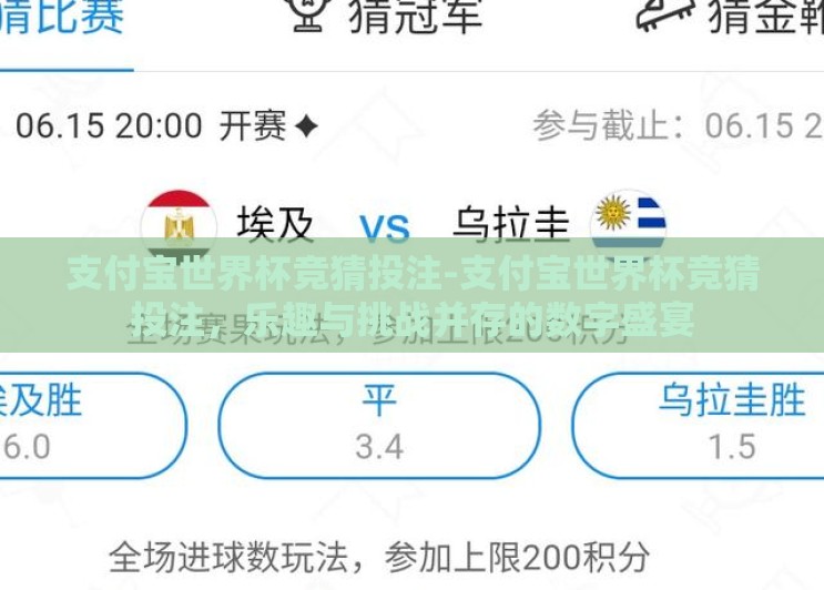 支付宝世界杯竞猜投注-支付宝世界杯竞猜投注，乐趣与挑战并存的数字盛宴