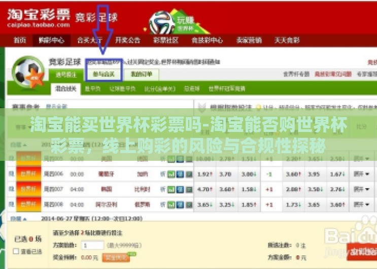 淘宝能买世界杯彩票吗-淘宝能否购世界杯彩票，线上购彩的风险与合规性探秘