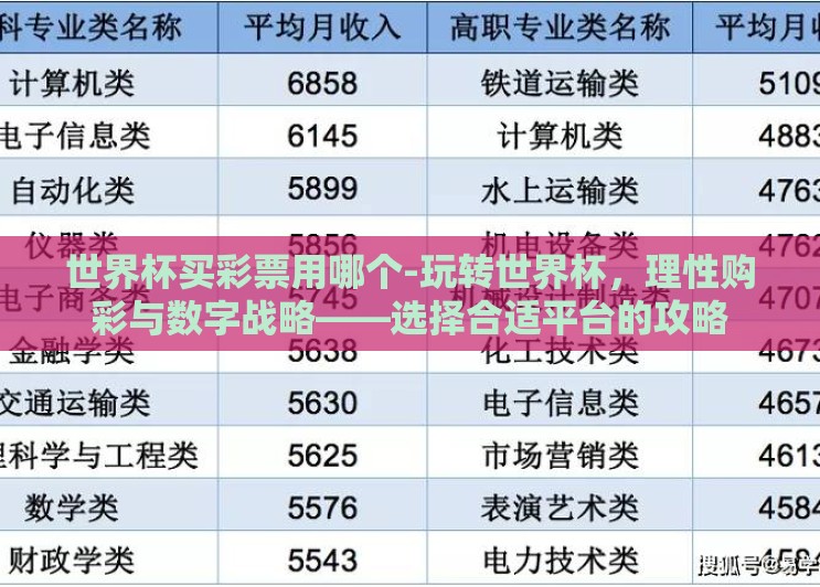 世界杯买彩票用哪个-玩转世界杯，理性购彩与数字战略——选择合适平台的攻略