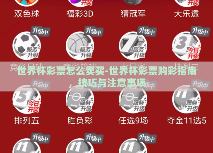 世界杯彩票怎么卖买-世界杯彩票购彩指南，技巧与注意事项