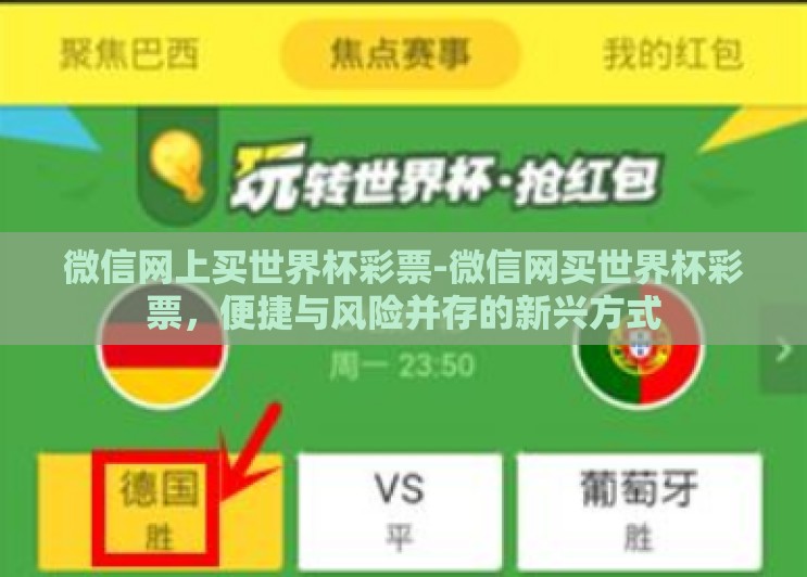 微信网上买世界杯彩票-微信网买世界杯彩票，便捷与风险并存的新兴方式