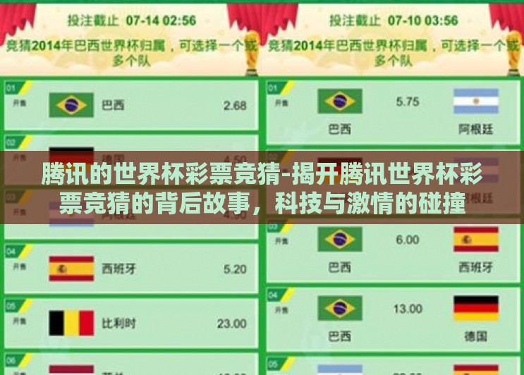 腾讯的世界杯彩票竞猜-揭开腾讯世界杯彩票竞猜的背后故事,科技与激情的碰撞 腾讯的世界杯彩票竞猜-揭开腾讯世界杯彩票竞猜的背后故事,科技与激情的碰撞