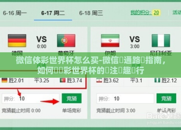 微信体彩世界杯怎么买-微信鏈通路徑指南，如何與體彩世界杯的賭注樂趣並行
